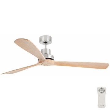 FARO 33504DC - Ceiling fan LANTAU XL wood/matte chrome d. 168 cm + remote control