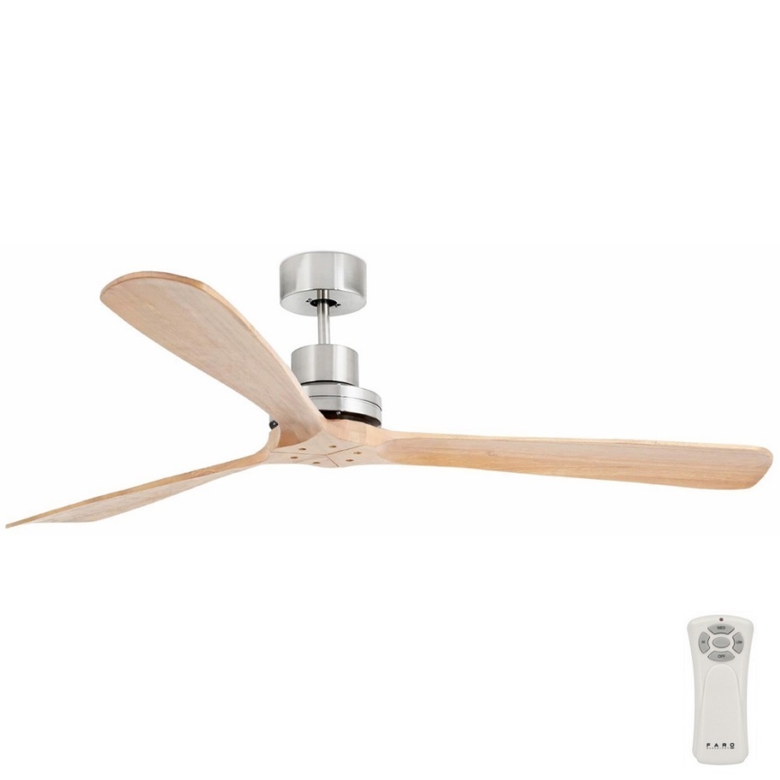 FARO 33504DC - Ceiling fan LANTAU XL wood/matte chrome d. 168 cm + remote control