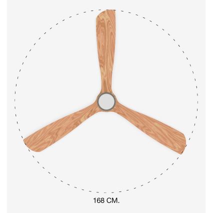 FARO 33505DC - LED Ceiling fan LANTAU XL LED/15W/230V wood/matte chrome d. 168 cm + remote control