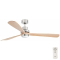 FARO 33505DC - LED Ceiling fan LANTAU XL LED/15W/230V wood/matte chrome d. 168 cm + remote control