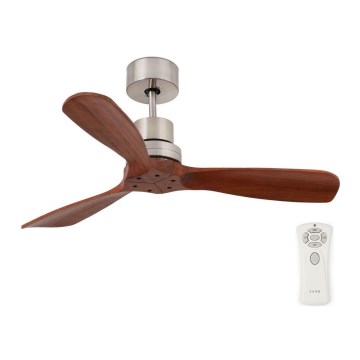 FARO 33508DC - Ceiling fan MINI LANTAU matte chrome/brown d. 108 cm + remote control
