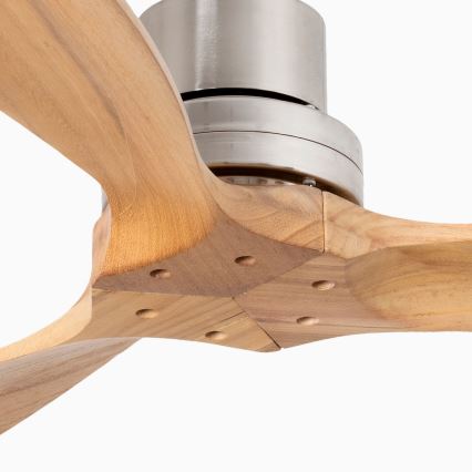 FARO 33509DC - Ceiling fan MINI LANTAU matte chrome/wood d. 107 cm + remote control