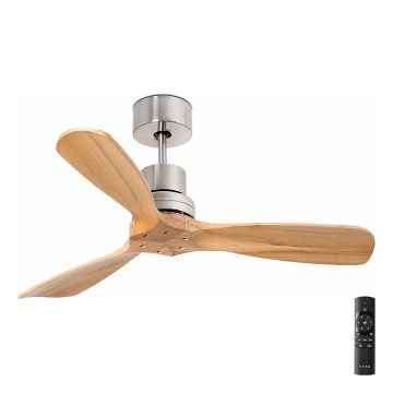 FARO 33509DC - Ceiling fan MINI LANTAU matte chrome/wood d. 107 cm + remote control
