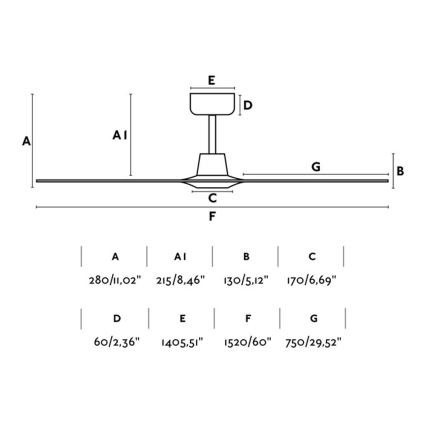 FARO 33511 - Ceiling fan MOREA d. 152 cm + remote control