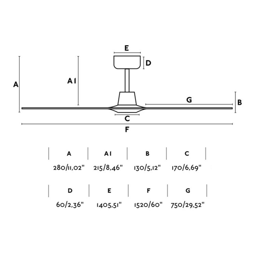 FARO 33511 - Ceiling fan MOREA d. 152 cm + remote control