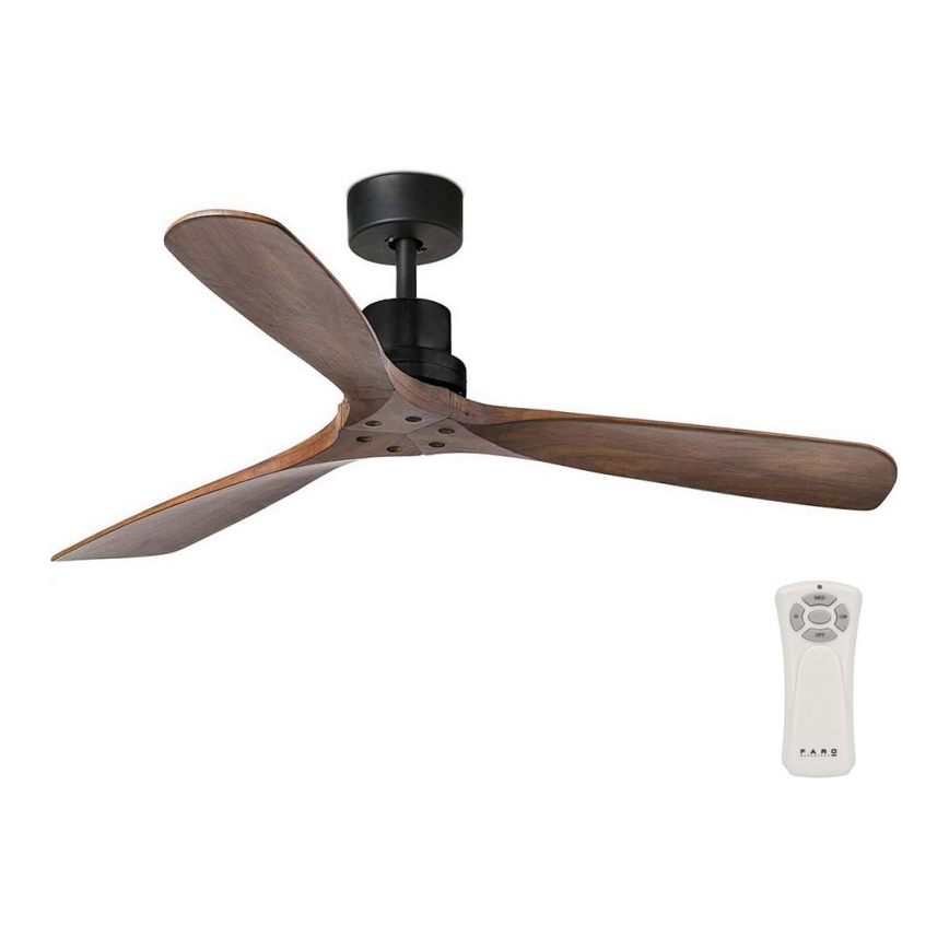 FARO 33516DC-Ceiling fan LANTAU black/brown d. 132 cm + remote control