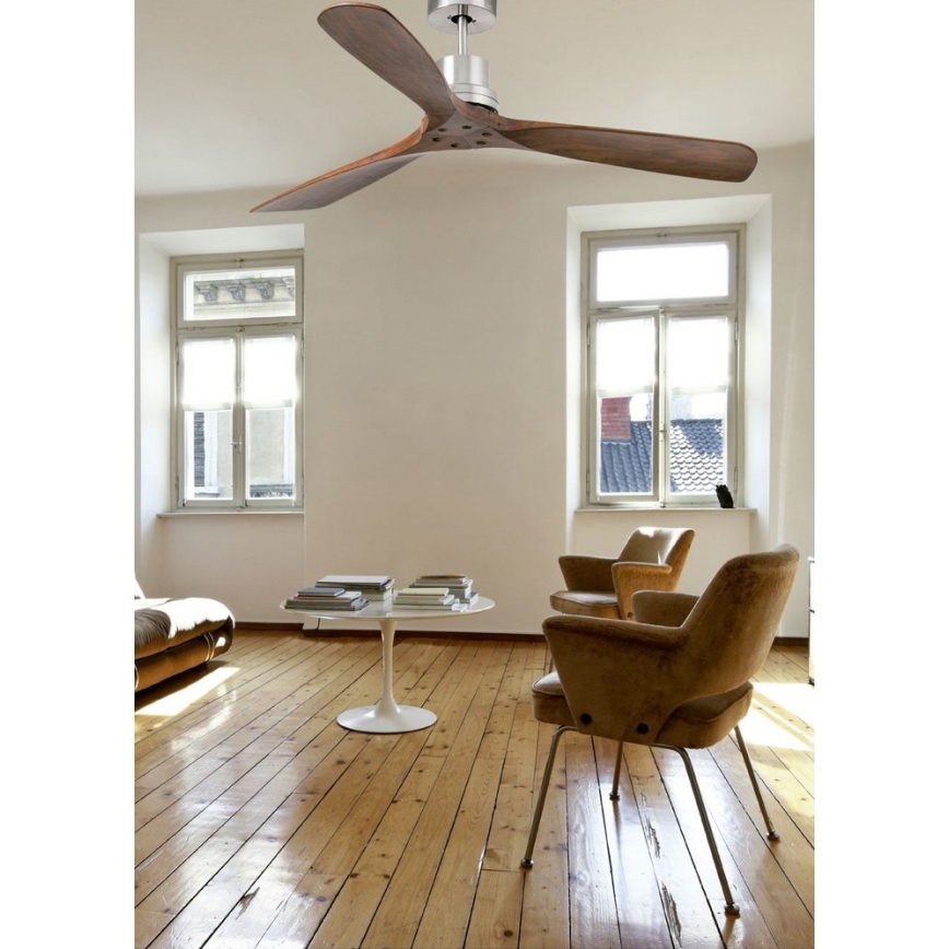 FARO 33516DC-Ceiling fan LANTAU black/brown d. 132 cm + remote control