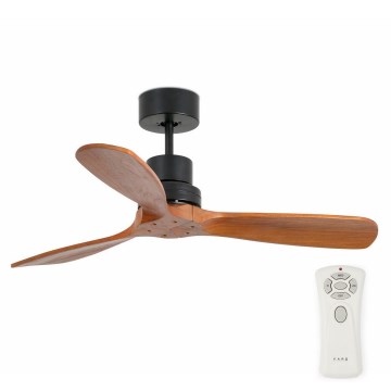 FARO 33517DC - Ceiling fan MINI LANTAU wood/black + remote control