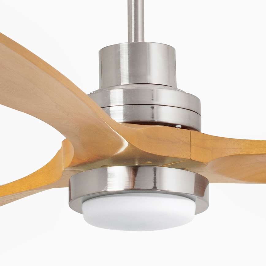 FARO 33560DC - LED Ceiling fan LANTAU LED/15W/230V wood/chrome d. 132 cm + remote control