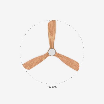 FARO 33560DC - LED Ceiling fan LANTAU LED/15W/230V wood/chrome d. 132 cm + remote control