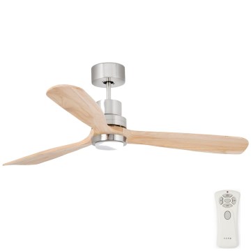FARO 33560DC - LED Ceiling fan LANTAU LED/15W/230V wood/chrome d. 132 cm + remote control