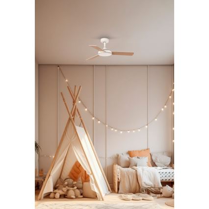 FARO 33603DC - Ceiling fan MINI MALLORCA S brown/white d. 106 cm + remote control