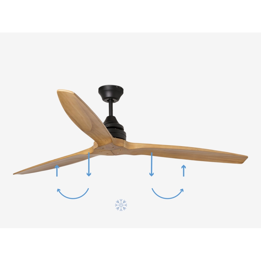 FARO 33718DC- Ceiling fan ALO L wood/black d. 152 cm + remote control