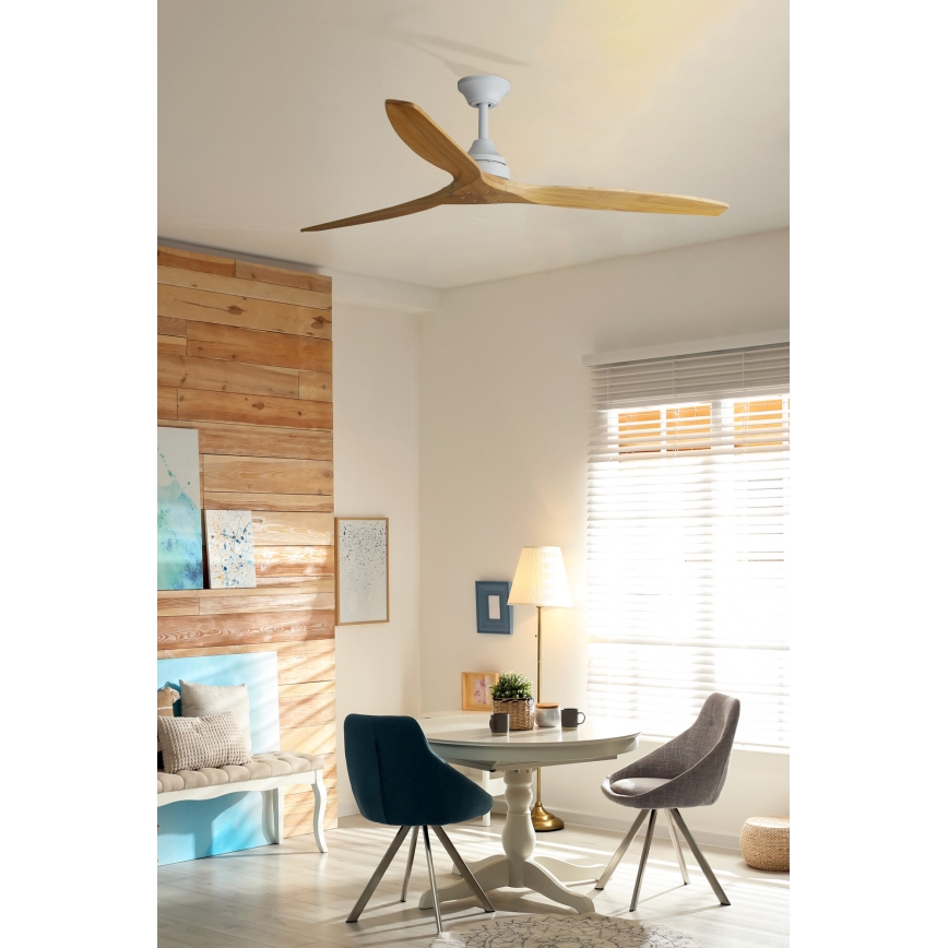 FARO 33728DC - Ceiling fan ALO L wood/white d. 152 cm + remote control