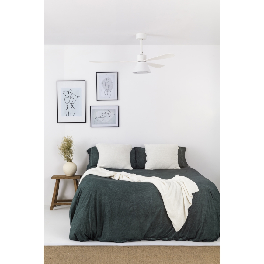 FARO 33760WT-22 - LED Dimmable ceiling fan AMELIA L CONE LED/20W/230V 2700/3500/5000K white d. 132 cm Wi-Fi Tuya + remote control