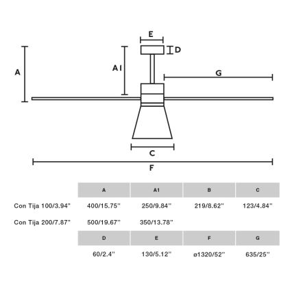 FARO 33762WT-24 - LED Dimmable ceiling fan AMELIA L CONE LED/20W/230V 2700/3500/5000K grey d. 132 cm Wi-Fi Tuya + remote control