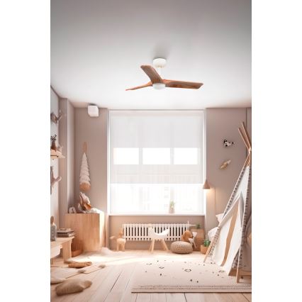 FARO 33805-1TW - LED Dimmable ceiling fan HEYWOOD S LED/10W/230V 2700/3000/4000K wood/white Ø 90 cm + remote control