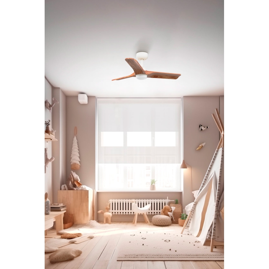 FARO 33805-1TW - LED Dimmable ceiling fan HEYWOOD S LED/10W/230V 2700/3000/4000K wood/white Ø 90 cm + remote control