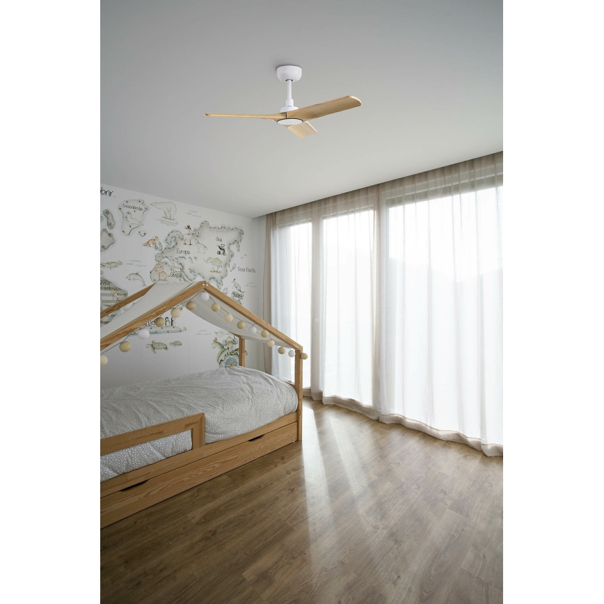 FARO 33805WT - Ceiling fan HEYWOOD S wood/white d. 90 cm Wi-Fi Tuya + remote control