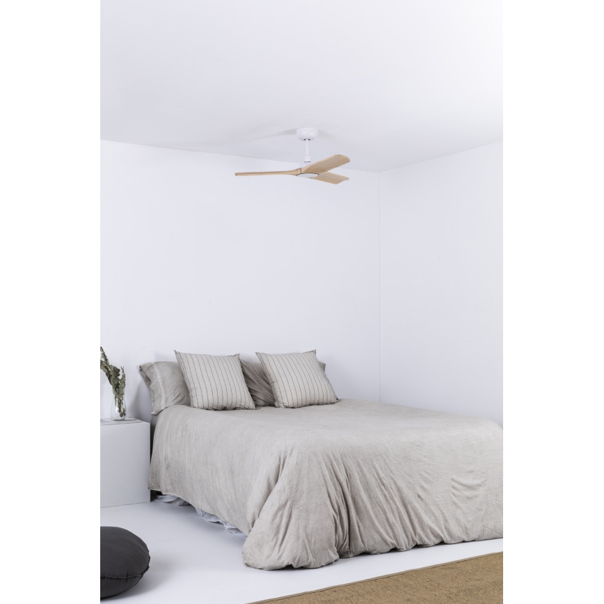 FARO 33805WT - Ceiling fan HEYWOOD S wood/white d. 90 cm Wi-Fi Tuya + remote control