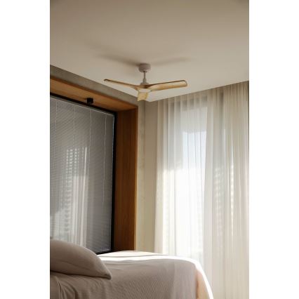 FARO 33805WT - Ceiling fan HEYWOOD S wood/white d. 90 cm Wi-Fi Tuya + remote control