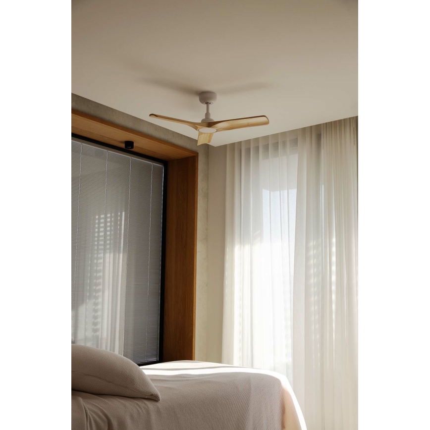 FARO 33805WT - Ceiling fan HEYWOOD S wood/white d. 90 cm Wi-Fi Tuya + remote control