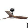 FARO 33806-1TW - HEYWOOD LED dimmable ceiling fan with integrated LED 10W/230V, 2700/3000/4000K, wood/black, Ø 90 cm + remote control