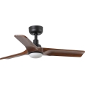 FARO 33806WT1S - HEYWOOD S LED Dimmable Ceiling Fan with LED 10W/230V, 2700/3000/4000K, Ø 90 cm, Wood/Black, Wi-Fi Tuya + Remote Control