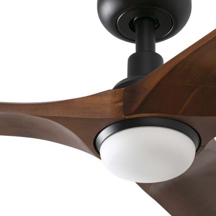 FARO 33806WT1S - HEYWOOD S LED Dimmable Ceiling Fan with LED 10W/230V, 2700/3000/4000K, Ø 90 cm, Wood/Black, Wi-Fi Tuya + Remote Control