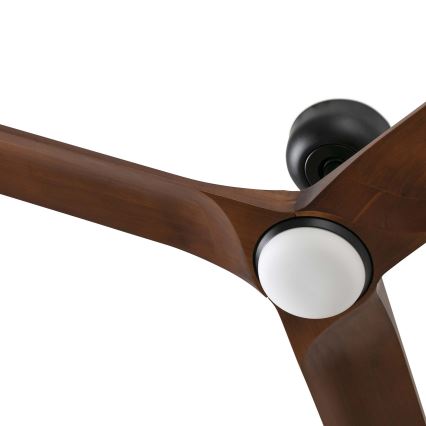 FARO 33806WT1S - HEYWOOD S LED Dimmable Ceiling Fan with LED 10W/230V, 2700/3000/4000K, Ø 90 cm, Wood/Black, Wi-Fi Tuya + Remote Control