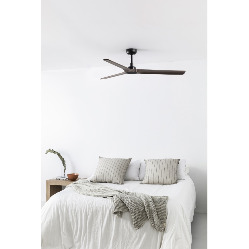 FARO 33809WT - Ceiling fan HEYWOOD L wood/black d. 132 cm Wi-Fi Tuya + remote control