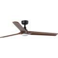 FARO 33809WT1S - Dimmable LED Ceiling Fan HEYWOOD L LED/10W/230V 2700/3000/4000K Ø132 cm Wood/Black Wi‑Fi Tuya + Remote Control