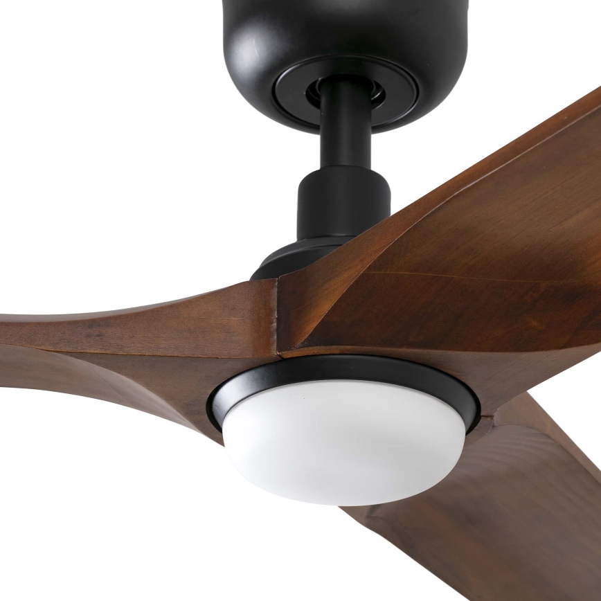 FARO 33809WT1S - Dimmable LED Ceiling Fan HEYWOOD L LED/10W/230V 2700/3000/4000K Ø132 cm Wood/Black Wi‑Fi Tuya + Remote Control