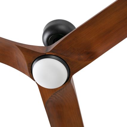FARO 33809WT1S - Dimmable LED Ceiling Fan HEYWOOD L LED/10W/230V 2700/3000/4000K Ø132 cm Wood/Black Wi‑Fi Tuya + Remote Control