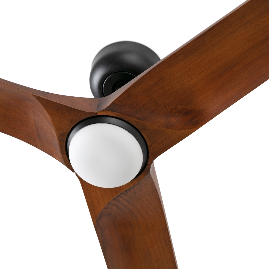 FARO 33809WT1S - Dimmable LED Ceiling Fan HEYWOOD L LED/10W/230V 2700/3000/4000K Ø132 cm Wood/Black Wi‑Fi Tuya + Remote Control