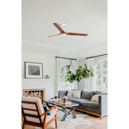 FARO 33810-1TW - HEYWOOD L Dimmable LED Ceiling Fan LED/10W/230V 2700/3000/4000K Wood/White Ø 132 cm + Remote Control