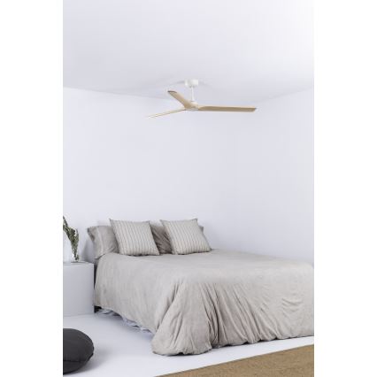 FARO 33810WT - Ceiling fan HEYWOOD L wood/white d. 132 cm Wi-Fi Tuya + remote control