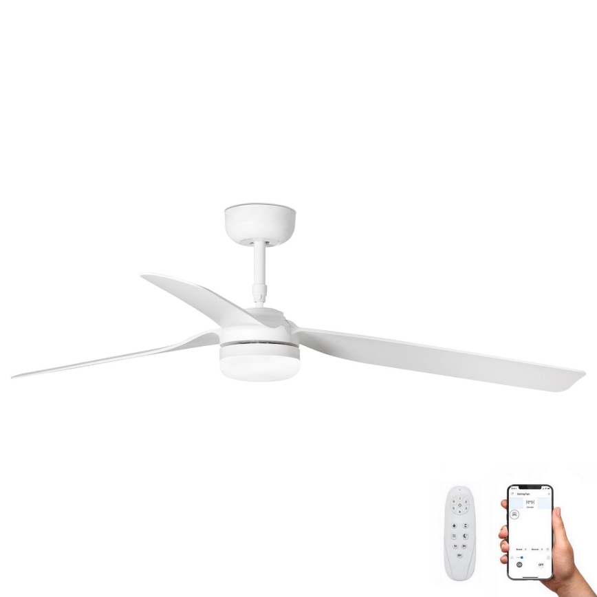 FARO 33814WP-20 - LED Dimmable ceiling fan PUNT M LED/24W/230V 3000K/4200K/6500K white d. 130 cm SMART + remote control