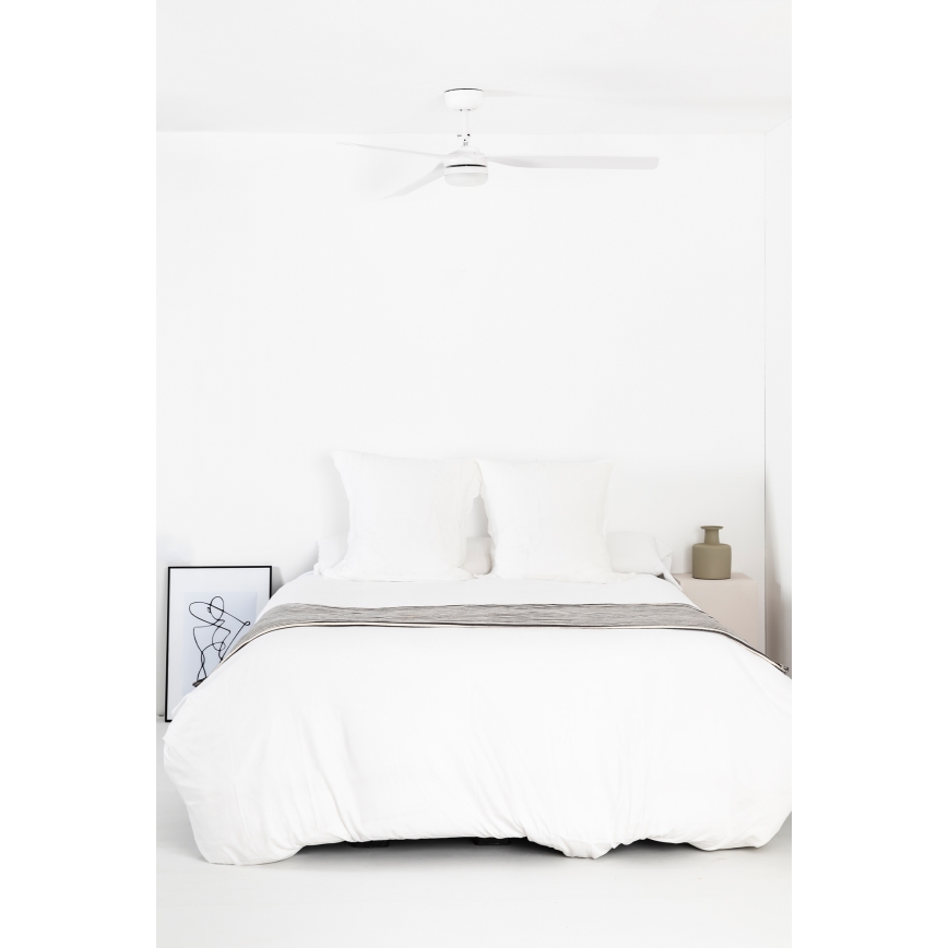 FARO 33814WT1S - PUNT M Dimmable LED Ceiling Fan, 18W, 230V, Tunable White 2700/3000/4000K, Ø132 cm, White, Tuya Wi‑Fi + Remote Control