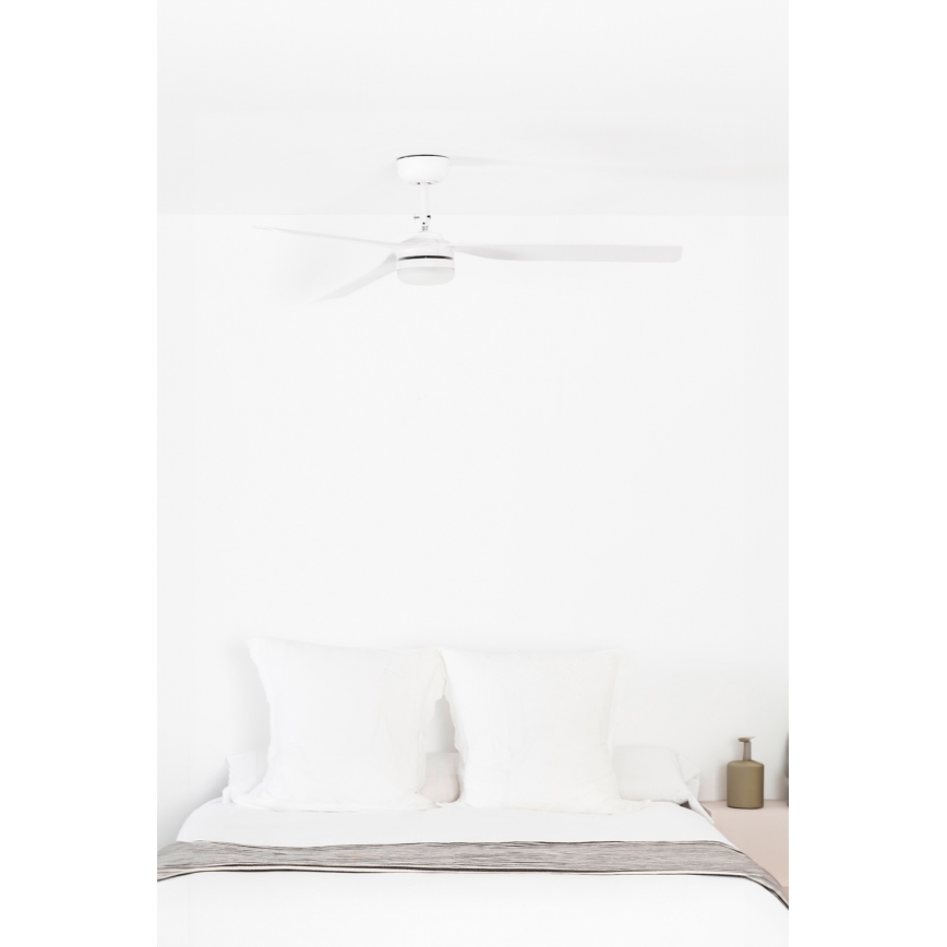 FARO 33814WT1S - PUNT M Dimmable LED Ceiling Fan, 18W, 230V, Tunable White 2700/3000/4000K, Ø132 cm, White, Tuya Wi‑Fi + Remote Control