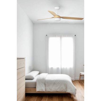 FARO 33816WT-20 - PUNT M LED Dimmable Ceiling Fan LED/18W/230V, Brown/White, Ø 132 cm, Tuya Wi‑Fi + Remote Control