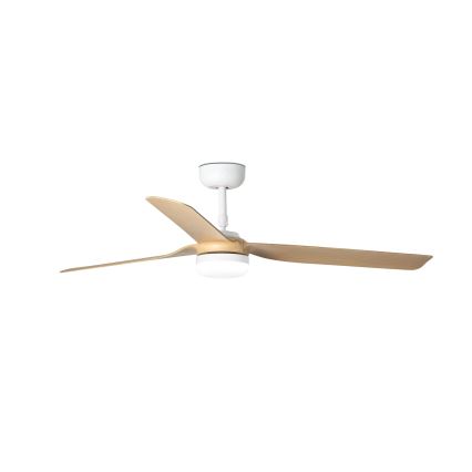 FARO 33816WT-20 - PUNT M LED Dimmable Ceiling Fan LED/18W/230V, Brown/White, Ø 132 cm, Tuya Wi‑Fi + Remote Control