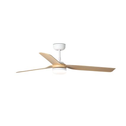 FARO 33816WT-20 - PUNT M LED Dimmable Ceiling Fan LED/18W/230V, Brown/White, Ø 132 cm, Tuya Wi‑Fi + Remote Control