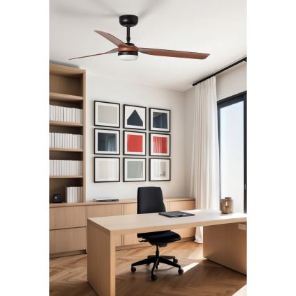 FARO 33817WT-21 - PUNT M LED Dimmable Ceiling Fan, 18W LED/230V, Brown/Black, Ø 132 cm, Tuya Wi‑Fi + Remote Control