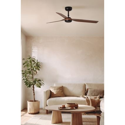 FARO 33817WT - Ceiling fan PUNT M brown/black d. 132 cm Wi-Fi Tuya + remote control