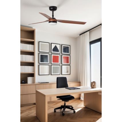 FARO 33817WT1S - PUNT M LED dimmable ceiling fan LED/18W/230V 2700/3000/4000K Ø 132 cm brown/black Wi‑Fi Tuya + remote control