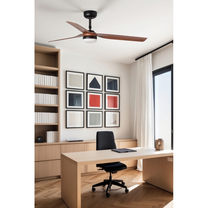 FARO 33817WT1S - PUNT M LED dimmable ceiling fan LED/18W/230V 2700/3000/4000K Ø 132 cm brown/black Wi‑Fi Tuya + remote control