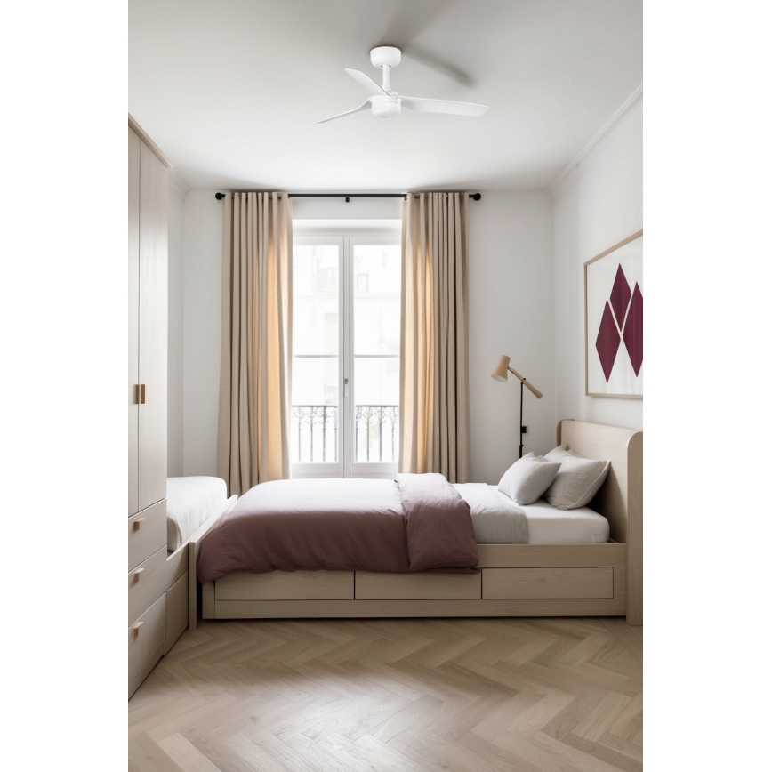 FARO 33820-1TW - MINI PUNT LED Dimmable Ceiling Fan with 10W LED (2700/3000/4000K), White, Ø 90 cm – Remote Control Included