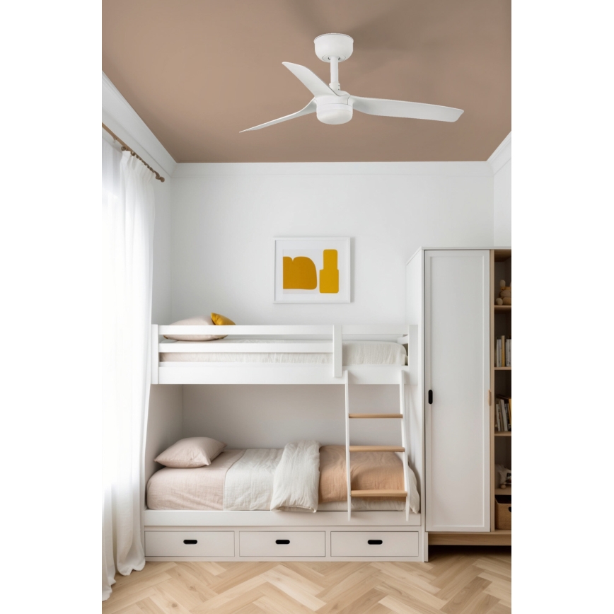 FARO 33820WT-1TW - MINI PUNT S LED dimmable ceiling fan with LED/10W/230V 2700/3000/4000K, white, Ø 90 cm, Tuya Wi‑Fi + remote control