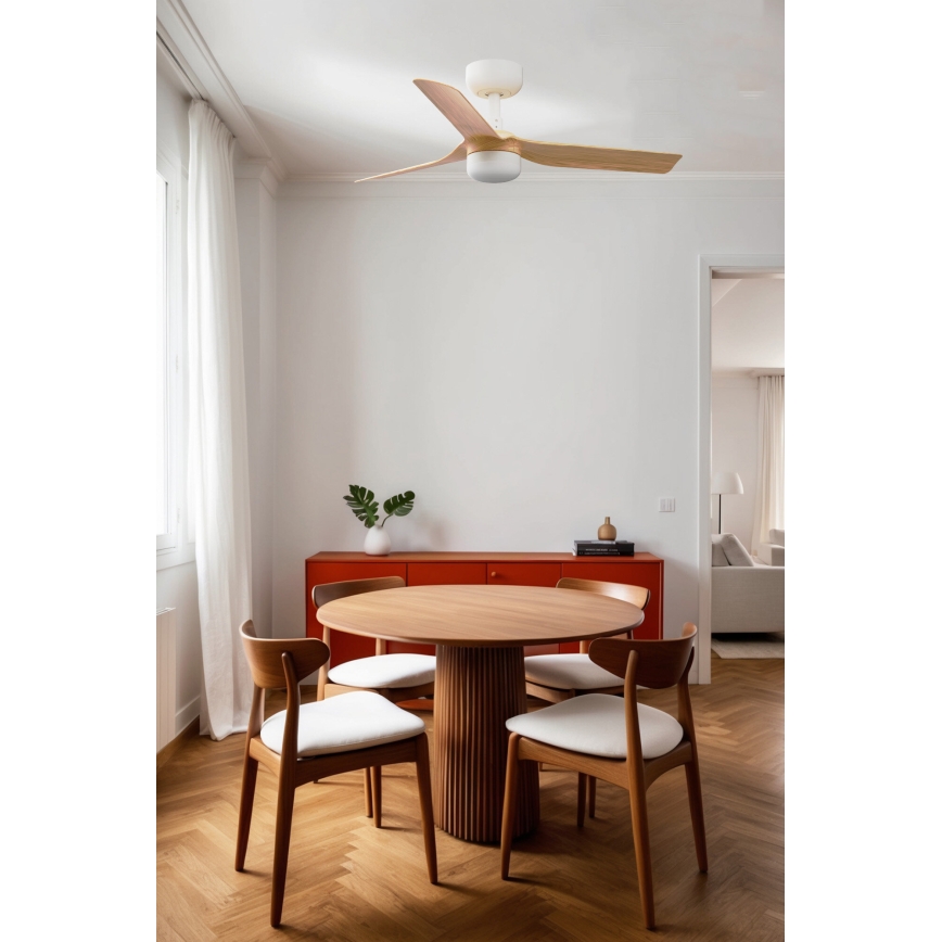FARO 33821WT-1TW - LED Dimmable ceiling fan MINI PUNT S LED/10W/230V 2700/4000/6000K brown/white d. 90 cm Wi-Fi Tuya + remote control
